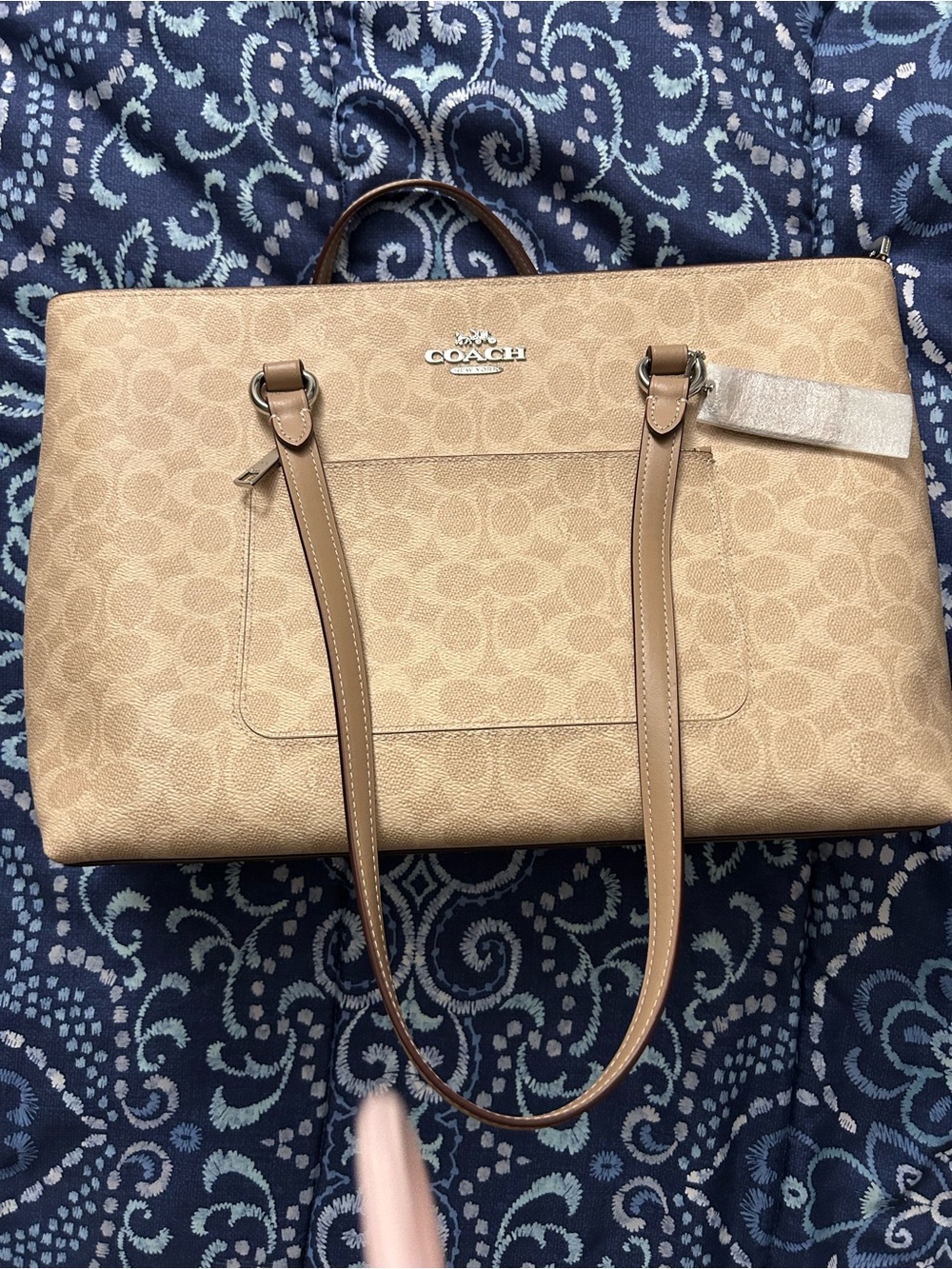 Coach Tan Signature Canvas Tote with Leather Straps